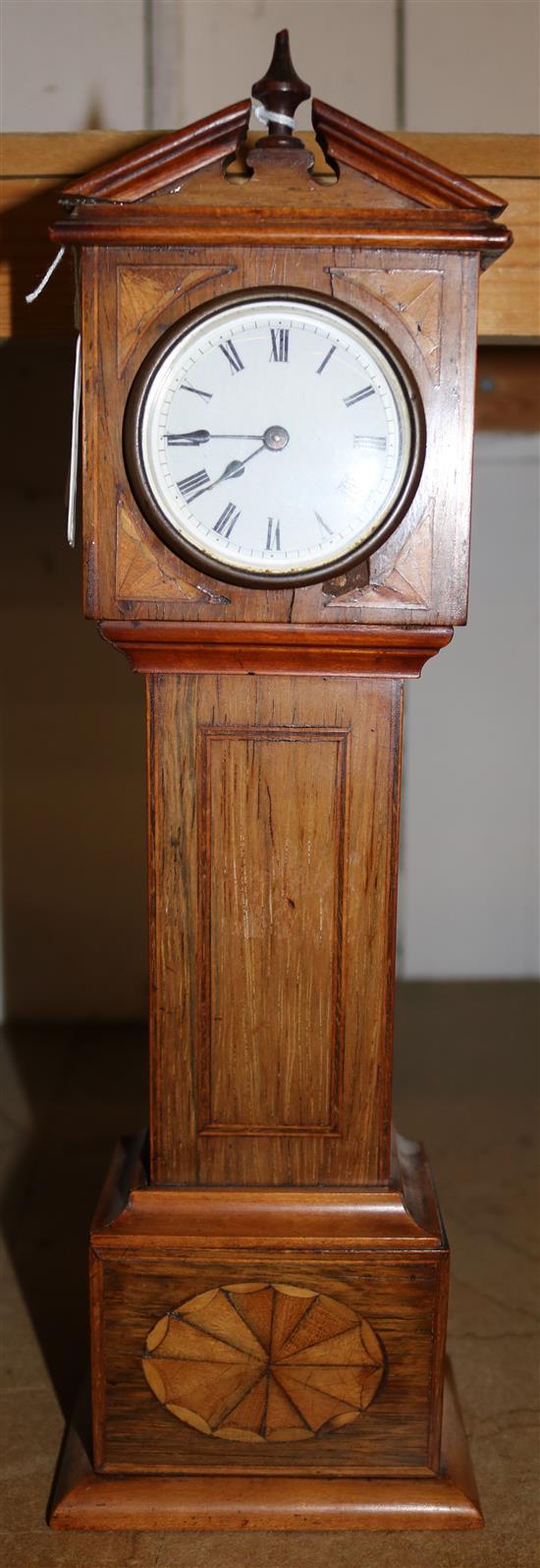 Inlaid miniature longcase clock with movement signed E.G.L.